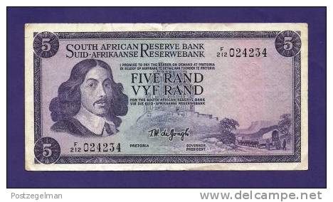 SOUTH AFRICA 1967,   Banknote , USED VF,  5 Rand Wm Springbok, 111b - South Africa