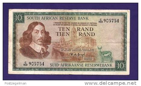 SOUTH AFRICA 1967,   Banknote , USED VF,  10 Rand Wm Springbok, English, 113b - Zuid-Afrika