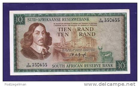 SOUTH AFRICA 1967,   Banknote , USED VF,  10 Rand Wm Springbok, Afrikaans, 114b - South Africa