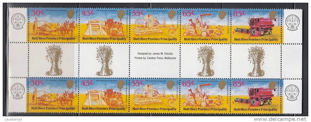 Hutt River Province (Australia) 1984 14th Anniversary Gutter Strip MNH - Cinderelas