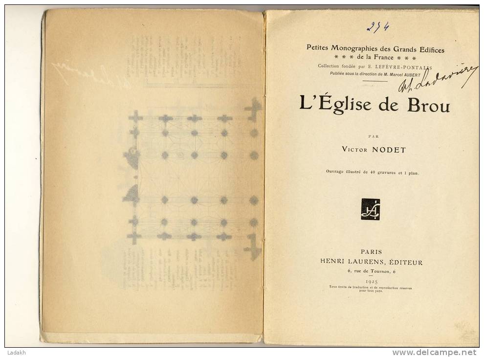 LIVRE EGLISE DE BROU # VICTOR NODET # PETITES MONOGRAPHIES GRANDS EDIFICES # 1925 # 40 PHOTOS + 1 PLAN - Architectuur