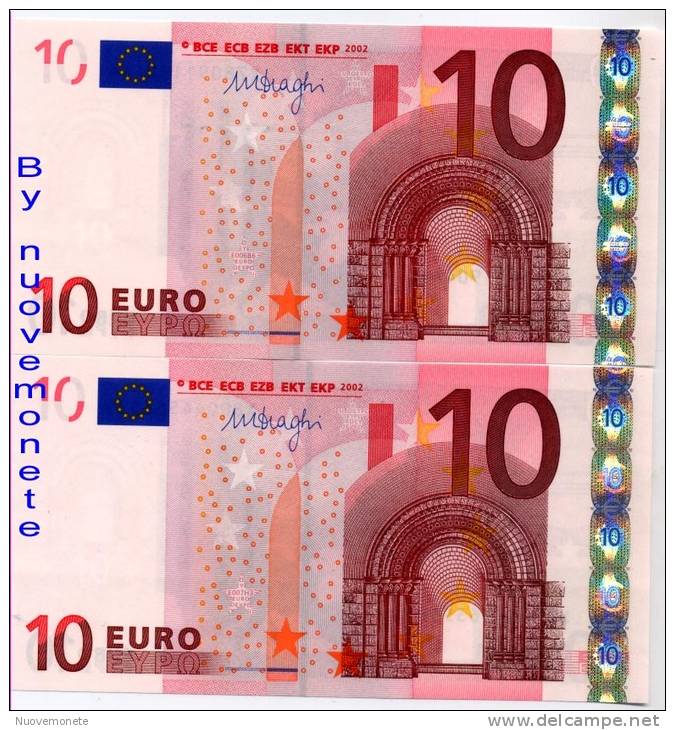 FIRMA DI DRAGHI BANCONOTE DA EURO 10 X GERMANIA E006. + E007.. UNC FDS - 10 Euro