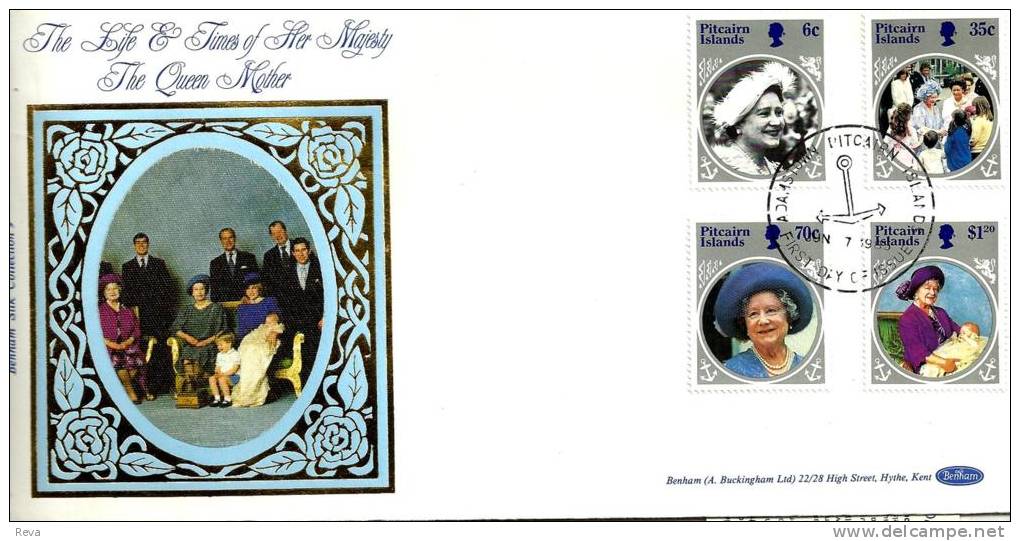 PITCAIRN ISLANDS FDC QUEEN MOTHER 83 YEARS SET OF 4 STAMPS DATED 07-06-1983 CTO SG? READ DESCRIPTION !! - Pitcairn Islands