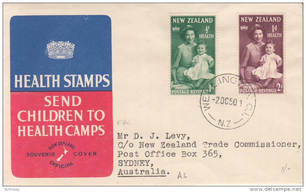 New Zealand FDC Scott #B36-B37 Set Of 2 Health Stamps Princess Elizabeth, Prince Charles Posted To Australia - FDC