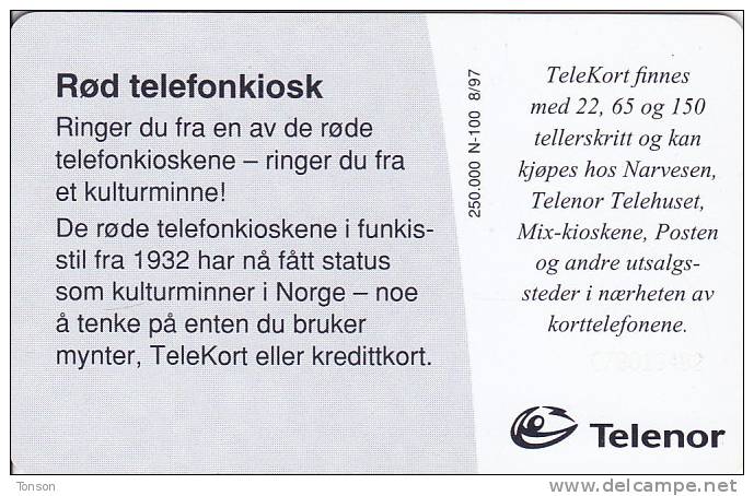 Norway, N100, Telefonkiosk, CN : C78013482, 2 Scans. - Norwegen