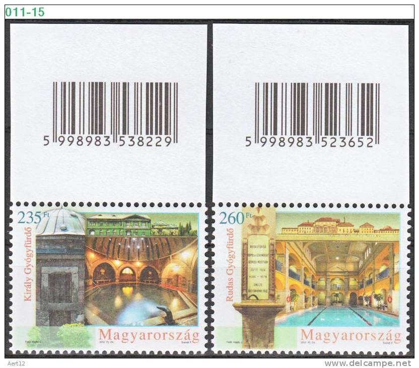 HUNGARY, 2012, Health Tourism - Spas II, Barcode, MNH (**), Sc/Mi 4227-28 / 5547-48 - Ungebraucht