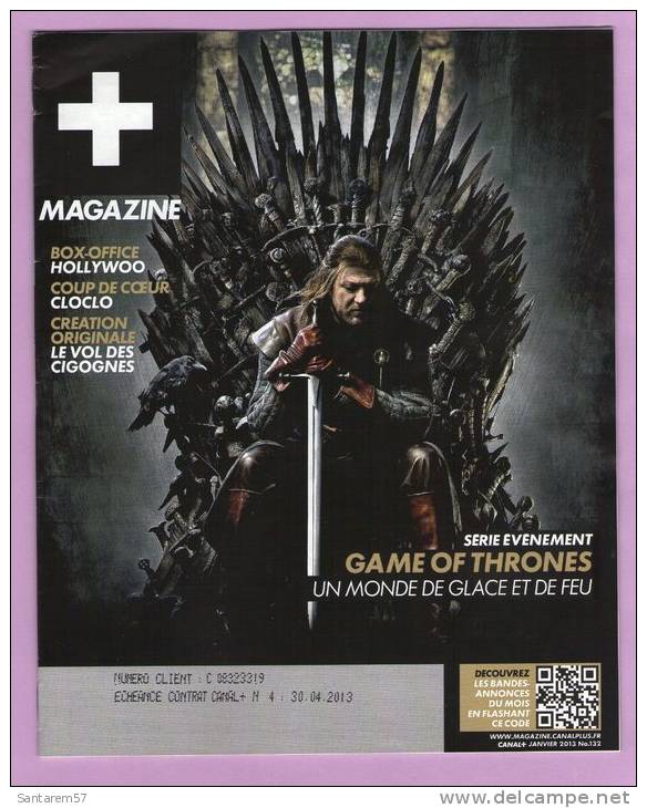 Magasine Magazine CANAL PLUS Programmation JANVIER 2013 N° 132 FRANCE - Magazines