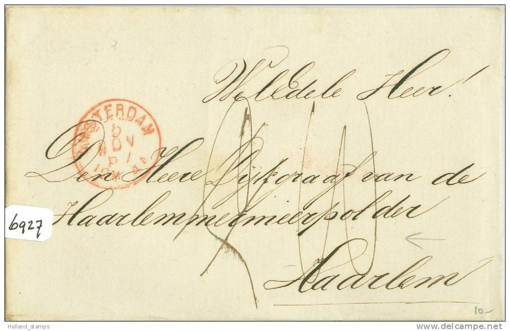 BRIEFOMSLAG Uit 1867 Van ROTTERDAM Naar HAARLEM  (6927) - Lettres & Documents