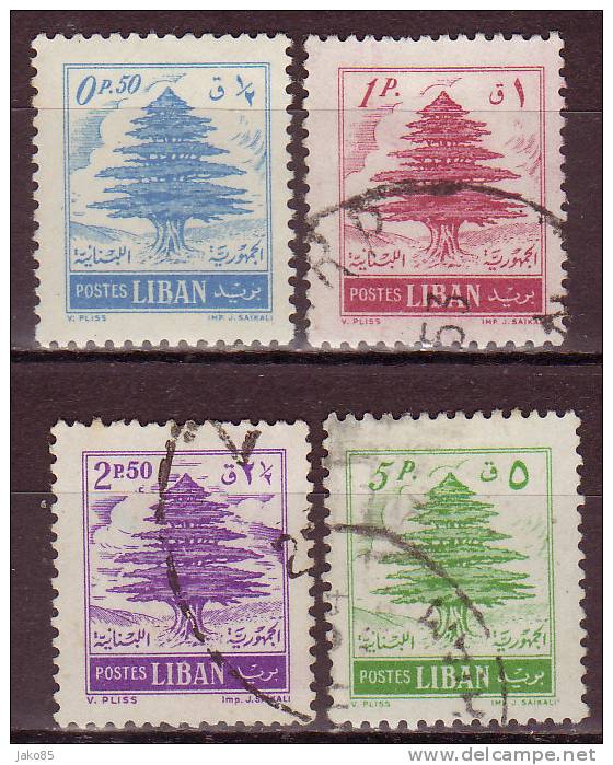 LIBAN - 1953 - YT N°  88 / 91  - Oblitérés - - Liban