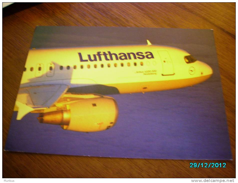 AIRPLANE  AIRBUS A320 200  LUFTHANSA     POSTCARD - 1946-....: Moderne