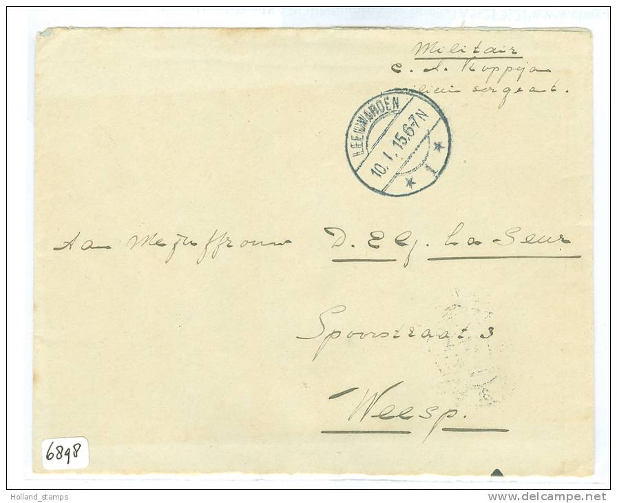 MILITAIR BRIEFOMSLAG Uit 1915 Van LEEUWARDEN Naar WEESP (6898) - Lettres & Documents