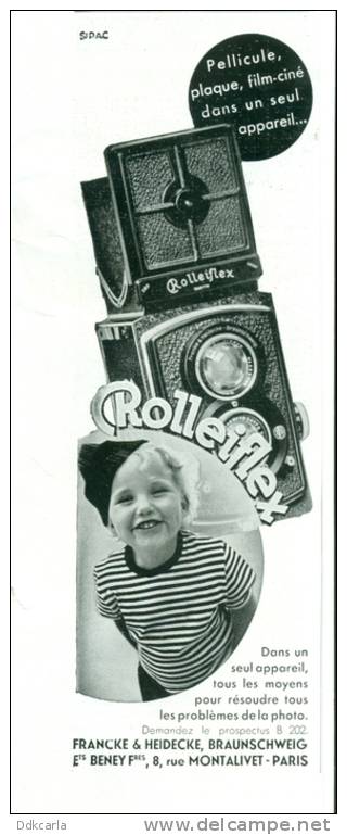 Reclame Advertentie Uit Oud Tijdschrift 1935 - Photo Appareil - Rolleiflex - Publicités