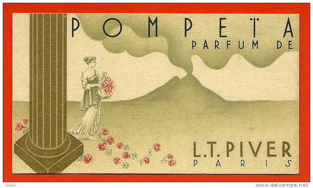 Carte Parfumée POMPEIA Parfum De L. T. PIVER Paris ° PUB Publicité PompéÏ Volcan Vésuve Vesuvio Naples Napoli - Anciennes (jusque 1960)