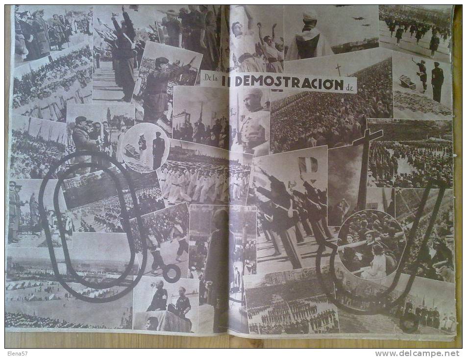 REVISTA SEMANARIO GRÁFICO NACIONALSIDICALISTA AÑO 1939.CLARA PROPAGANDA A FAVOR DE ALEMANIA,FALANGE,GUERRA DE CON GAS,PR - History & Arts