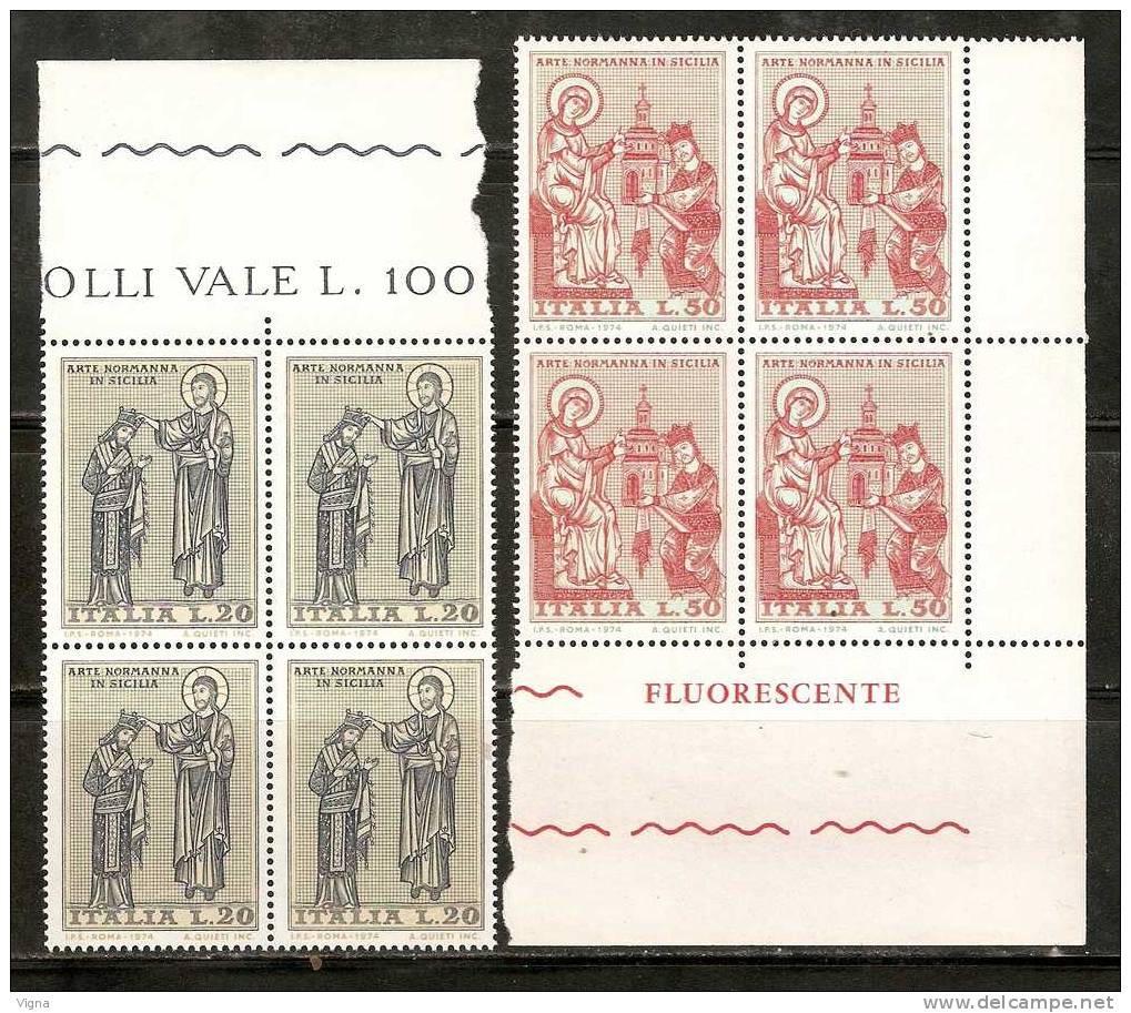 IT600 - ITALIA - Sassone 1242/3 ** - Arte Normanna  (in Quartina) - 1971-80:  Nuovi