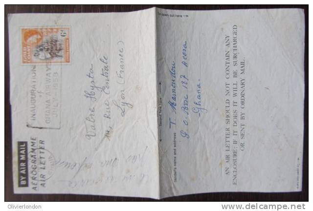 1958 Air Letter From Gold Coast To Lyon France With 6d - Gold Coast (...-1957)
