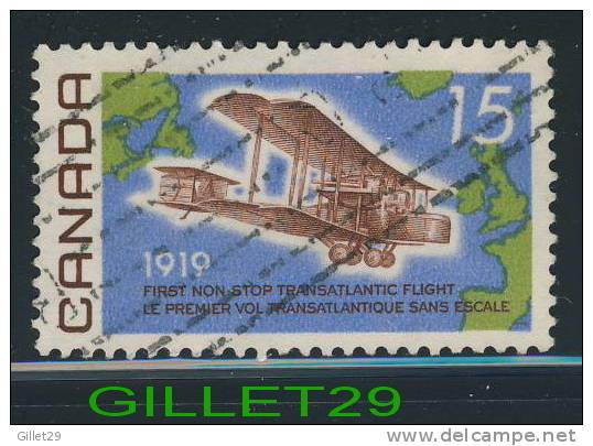 CANADA, STAMPS - ALCOCK-BROWN FLIGHT - VICKERS VIMY OVER ATLANTIC IN 1919 - SCOTT No 494 - 0.15 CENTS - USED - - Oblitérés