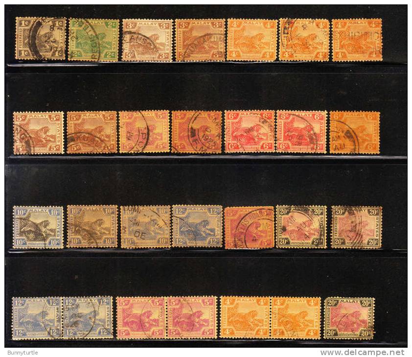 Malaya 1922-32 Tiger Collection Used - Federated Malay States