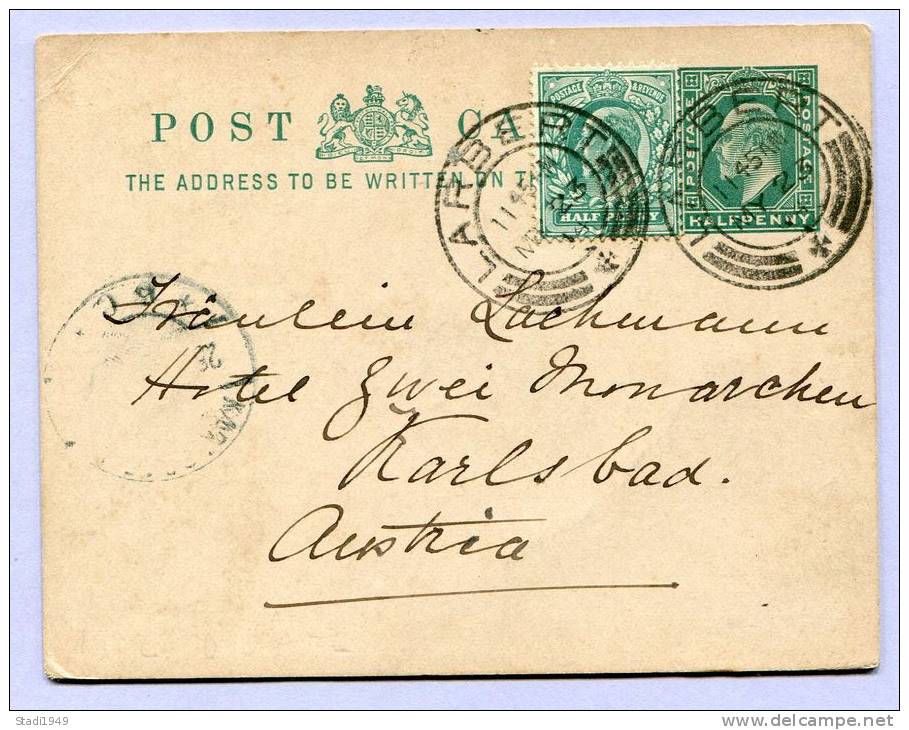 Postkarte Post Card Great Britain LARBERT To KARLSBAD 1904 (811) - Lettres & Documents