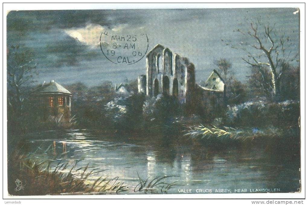 UK, Valle Crucis Abbey, Near LLANGOLLEN By Night, 1906 Used Tuck Postcard [13248] - Denbighshire