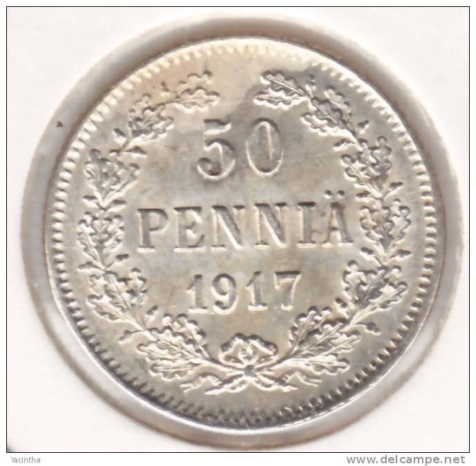 @Y@   FINLAND  50 Pennia 1917  Zilver / Ag   Unc        (2033) - Finlandia