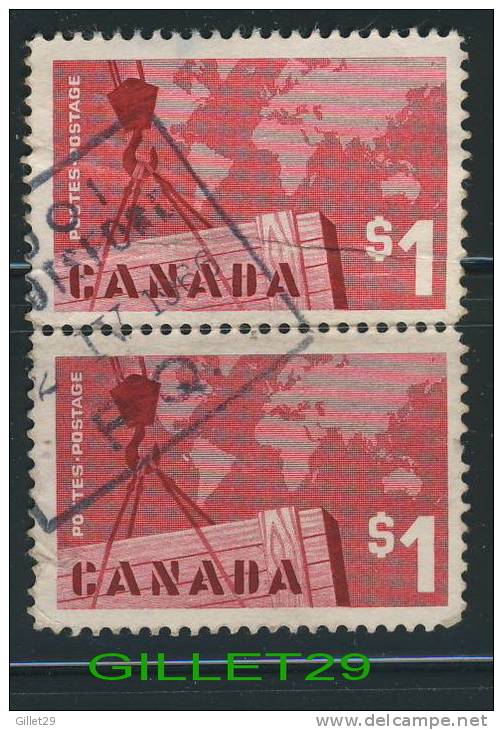 CANADA, STAMPS - CANADIAN EXPORTS - CRANE AND MAP - SCOTT No 411 - 1,00$ DOLLAR - USED - - Used Stamps
