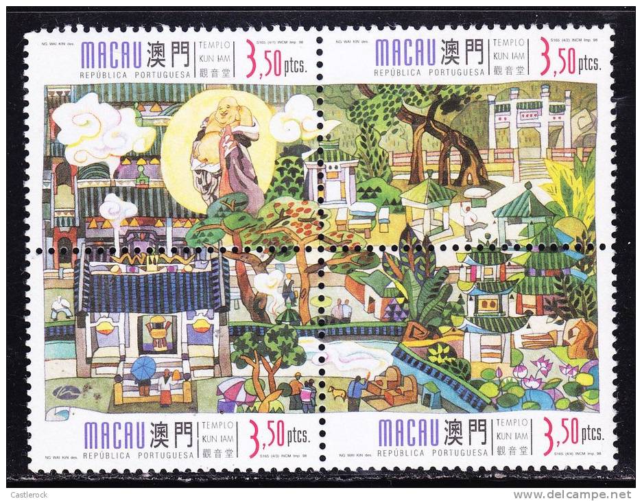 O) 1998 MACAU-CHINA,TEMPLES, SET FOR 4,MNH. - Sonstige & Ohne Zuordnung