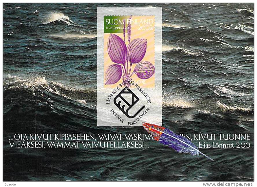 FINLANDE CARTE  MAXIMUM  NUM.YVERT 1576 ELIAS LONNROT HOMMAGE - Maximum Cards & Covers