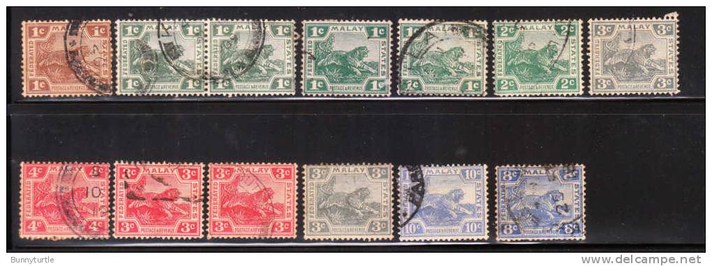 Malaya 1906-32 Tigers Group Used - Federated Malay States