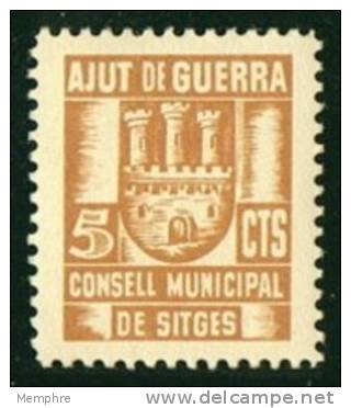 SITGES  (Barcelona)  Ajut De Guerra  5 Cts  Ocre  * - Spanish Civil War Labels