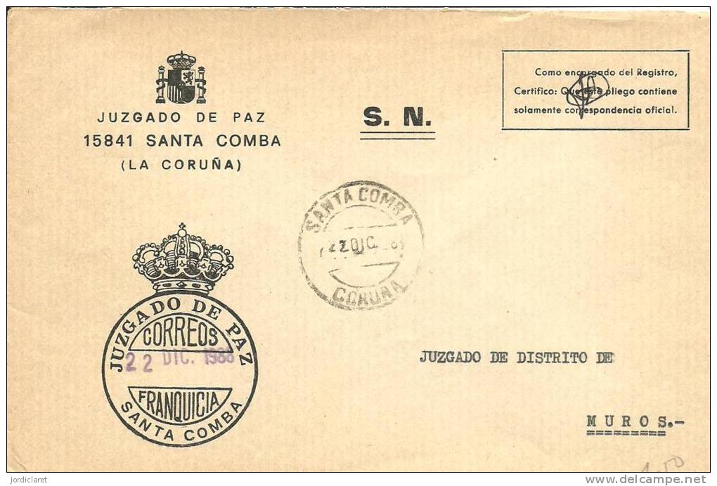 JUZGADO  SANTA COMBA 1988 - Postage Free