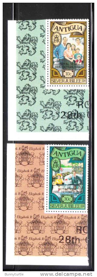 Antigua 1977 Visit Of QE Overprinted 2v MNH - 1960-1981 Ministerial Government