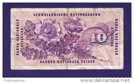 SWITSERLAND 1973, Banknote, USED VF,  10 Franken Km 174 (folded) - Zwitserland
