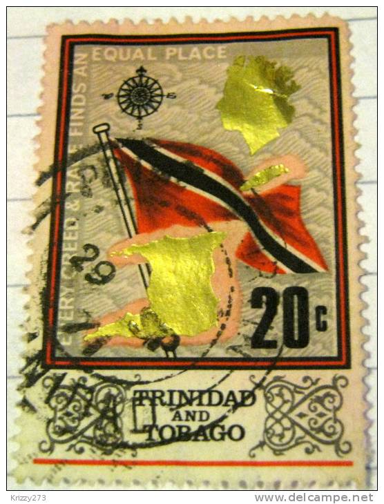Trinidad And Tobago 1969 Flag And Map Equal Place 20c - Used - Trindad & Tobago (1962-...)