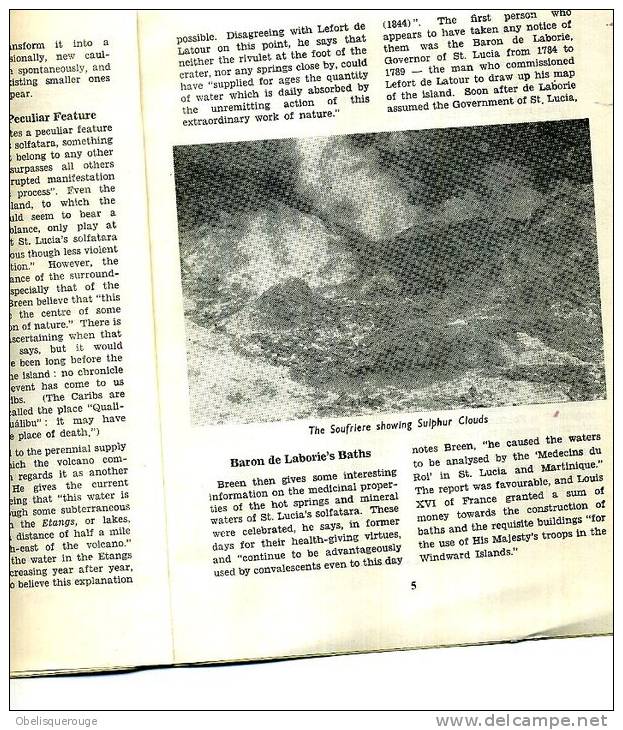 ST LUCIA DRIVE IN VOLCANO REV JESSE 1953  PLAQUETTE 3 PICTURES  6 PAGES - Autres & Non Classés