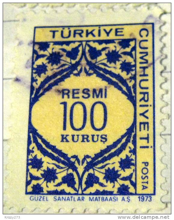 Turkey 1973 Official Stamp 100k - Used - Neufs