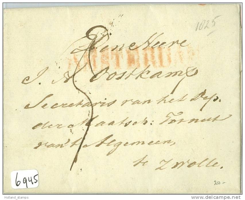 VOORLOPER * HANDGESCHREVEN BRIEF Uit 1825 Van AMSTERDAM Naar ZWOLLE   (6945) - ...-1852 Préphilatélie