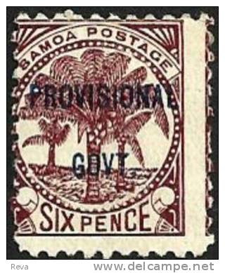 SAMOA 6 P BROWN PALM TREES O/P PROVISIONAL GOVT. 1899 MHD SG95 READ DESCRIPTION !! - Samoa (Staat)