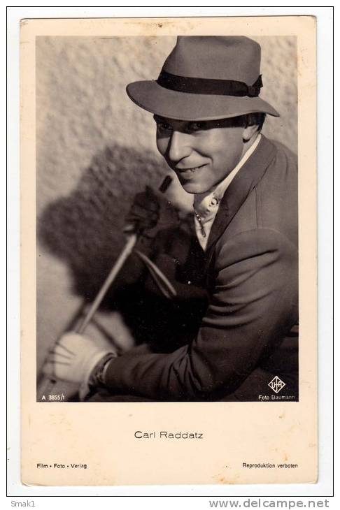 ACTOR CARL RADDATZ UFA FOTO BAUMANN FILM FOTO VERLAG Nr. 3855/1 OLD POSTCARD - Acteurs