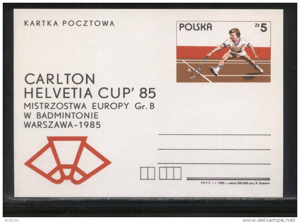 POLAND PC 1985 BADMINTON EUROPEAN CHAMPIONSHIPS MINT - Badminton