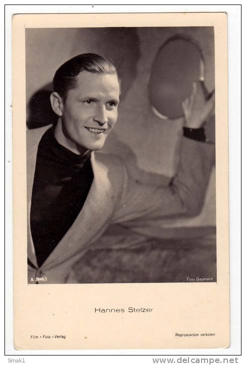 ACTOR HANNES STELZER FOTO BAUMANN FILM FOTO VERLAG Nr. 3946/1 OLD POSTCARD - Actors