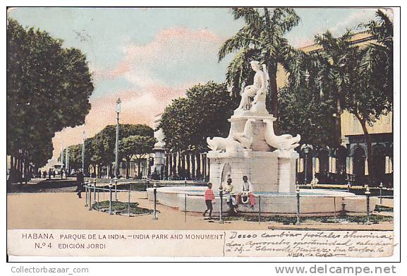 Cuba Habana Antigua Tarjeta Postal Parque De La India  Ca1900 Vintage Original Postcard Cpa Ak (W3_998) - Cuba