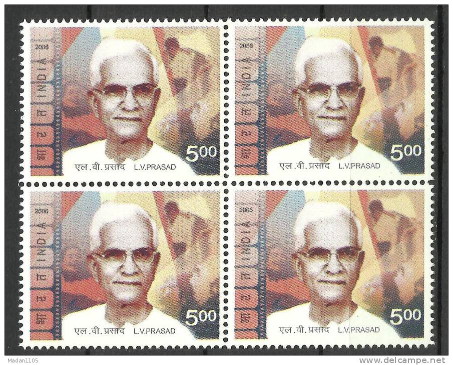 INDIA, 2006, L V Prasad, (Film Maker, Director And Actor), Block Of 4, MNH, (**) - Nuevos