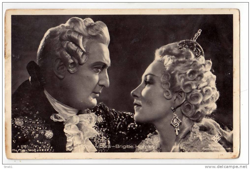 ACTOR HANS ALBERS AND BRIGITTE HORNEY UFA FILM FOTO VERLAG Nr. 3728/1 OLD POSTCARD - Actors