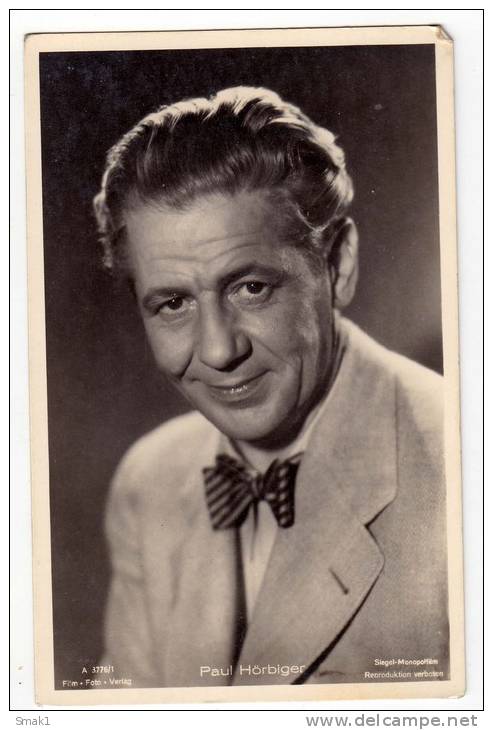 ACTOR PAUL HORBIGER SIEGEL-MONOPOL FILM FOTO VERLAG Nr. 3776/1 OLD POSTCARD - Actors