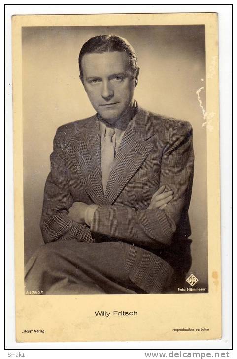 ACTOR WILLY FRITSCH UFA FOTO HAMMERER FILM FOTO VERLAG Nr. 1780/1 OLD POSTCARD - Actors