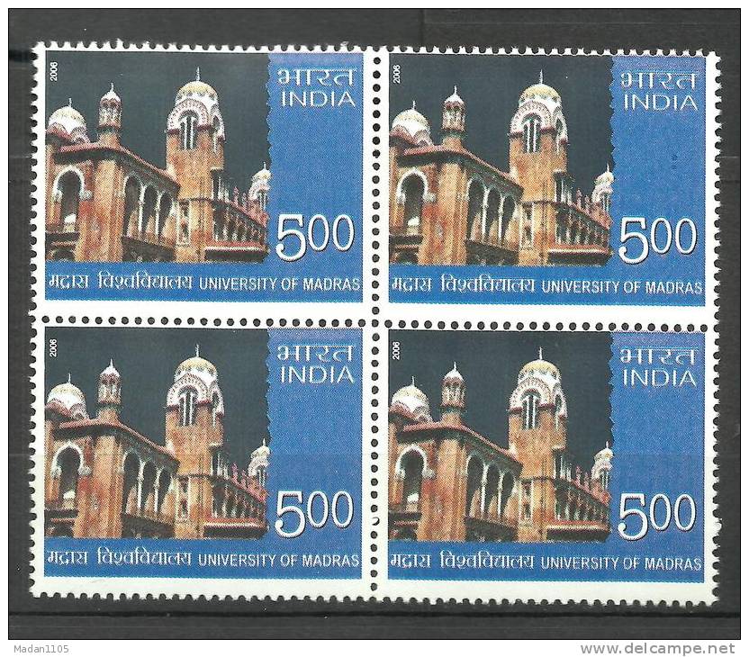 INDIA, 2006, 150 Years Of University Of Madras, Block Of 4, MNH, (**) - Neufs