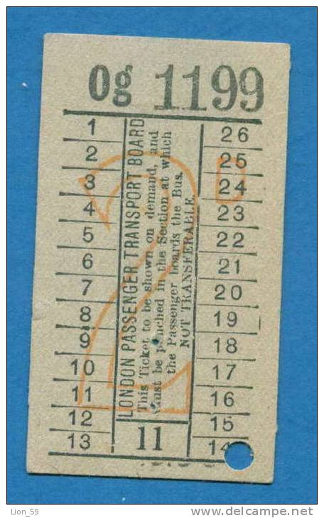 D363 / Tickets Billets  -  LONDON PASSENGER TRANSPORT BOARD - Great Britain Grande-Bretagne Grossbritannien - Europa