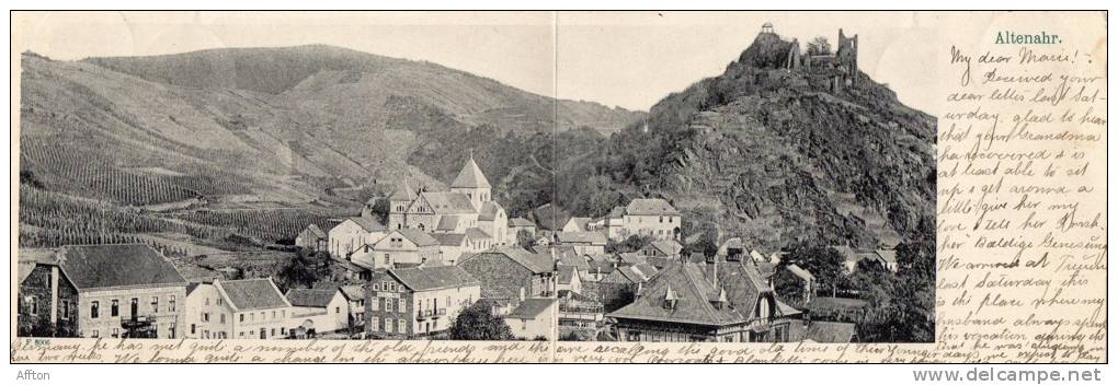 Altenahr 1905 Double Postcard Mailed To USA - Bad Neuenahr-Ahrweiler