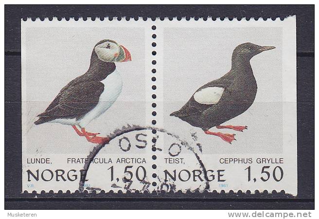 Norway 1981 Mi. 829-30 1.50 Kr Vogel Bird Oiseau Booklet Pair Markenheftchen Paare ERROR Big Right Side Perf. !! - Varietà E Curiosità